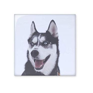 Imagem de Pedra adorna de tijolos vitrificados de cerâmica com imagem de Husky de cachorro grande