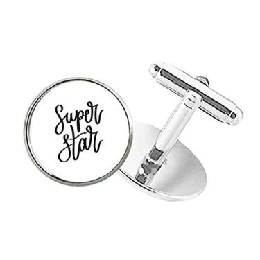 Imagem de DIYthinker Abotoaduras com botão redondo e citação Super Star