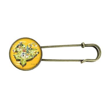 Imagem de Mapa de viagem Taipei China Art Deco presente moderno retrô broche de metal joias