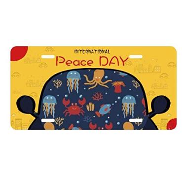 Imagem de DIYthinker Placa de carro Deep Sea Cuttlefish água-viva caranguejo placa de carro decoração Dia da Paz