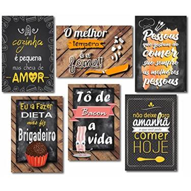 Imagem de Kit Com 6 Placas Em Mdf - Frases Para Cozinha - R+ Adesivos