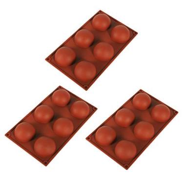 Imagem de 3 peças – Molde de silicone com 6 furos, molde de bomba de chocolate quente para doces, bolos, sobremesas, pudim, geleia, cupcake, biscoitos, sabonete feito à mão, livre de BPA, antiaderente para alimentos, forma redonda