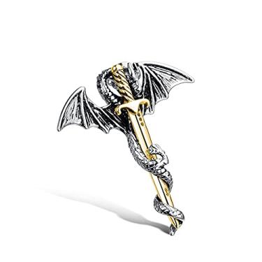 Imagem de Espada Xianglong da moda, colar masculino de aço de titânio, Pingente único dourado 【sem corrente combinando】, P