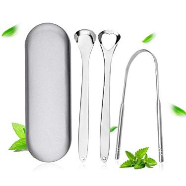 Imagem de Raspador de língua, limpador de língua de aço inoxidável de grau cirúrgico, raspador de língua adulto, limpador de língua cor prata