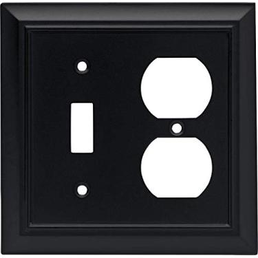 Imagem de Franklin Brass Interruptor de interruptor único arquitetônico/placa de parede de saída duplex/placa de interruptor/capa, preto plano, embalagem pode variar