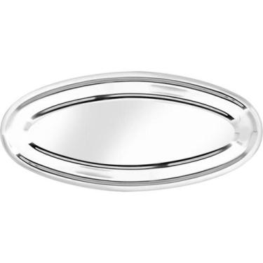 Imagem de Travessa Bandeja Oval Rasa 50cm Inox Porção Batata Peixeira - 123Útil