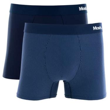 Imagem de Kit 2 Cuecas Box Mic List/Ls, Mash, Masculino, Azul Escuro/Azul Marinho, G