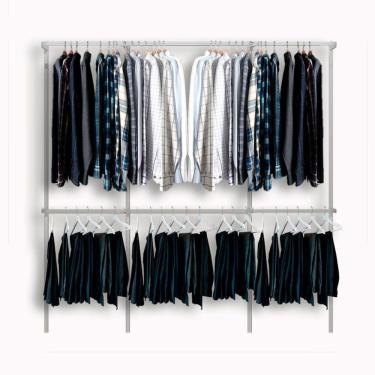 Imagem de Arara cabideiro aramado trilho parede closet loja suspenso Br 2,20 m