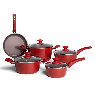 Imagem de Conjunto de Panelas 5 Peças Ceramic Life Optima Vermelha Brinox