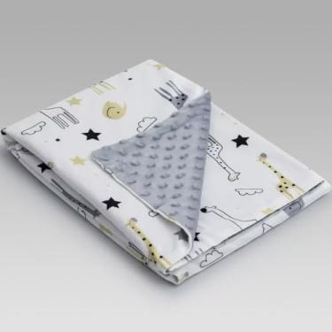 Imagem de Manta Soft Bebê Plush Relevo Cobertor Microfibra Pipoquinha Safari Cinza