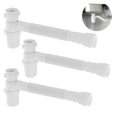 Imagem de Sifão Sanfonado Com Copo 49cm Branco | Astra | Kit C/ 3 Un