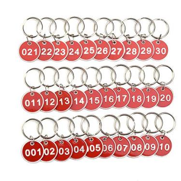 Imagem de Chaveiro de metal com etiqueta numerada CM para organizar e classificar, Red Color, 30 PCS: 001 -030