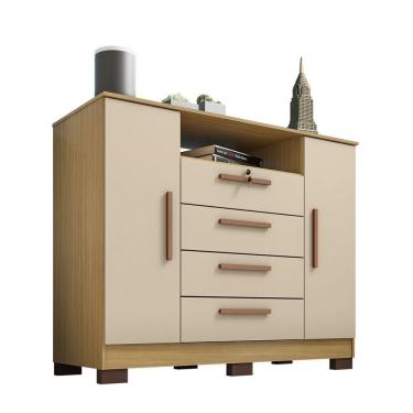 Imagem de Cômoda Rack Turim 2 Portas 4 Gavetas Carvalho Off White Clique Chique