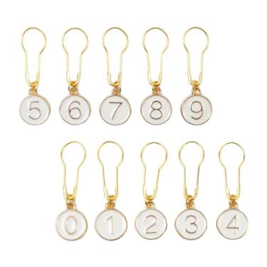Imagem de YIJU 10 pçs marcadores de ponto de tricô número marcadores de costura diy fazendo ferramentas de tricô marcador de crochê anel cabaça pingente para costura