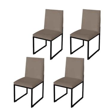 Imagem de Kit 4 Cadeira Para Sala De Jantar Trendy Base Metálica Preto Suede Cappuccino