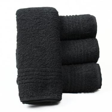 Imagem de Jogo com 6 Toalhas para Academia Fitness Grossa Felpuda 100% Algodão (Preto)