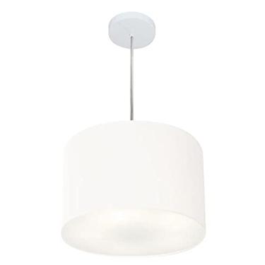Imagem de Lustre Pendente Cilíndrico Cúpula Tecido 35x25 cm, Vivare Iluminação, Pendente4211 BR, Branco, Pequeno