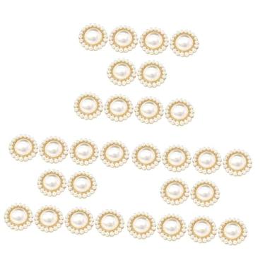 Imagem de Tofficu 30 Peças costurar em botões de pérolas falsas decoração vintage costurar em falso botões com botões em forma de flor roupas e acessórios Liga botão trabalhos manuais jeans decorar