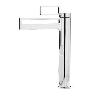 Imagem de Torneiras altas pretas para pia de banheiro com alça única torneira tipo cascata de latão maciço torneira misturadora criativa oca design torneira de água, altura cromada