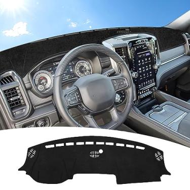 Imagem de MASHA Capa de painel para Dodge Ram, almofada de painel de flanela compatível com Dodge Ram 1500 2500 3500 2019-2023 2024 2025 2026 painel decorativo interior acessórios automotivos (sem HUD)