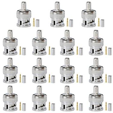 Imagem de Eagles 15 peças conector de crimpagem de plugue BNC sólido para RG58, RG142, LMR195, RG400 coaxial macho, prata