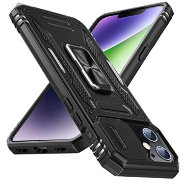 Imagem de YSLBWLE Capa para iPhone 11 com suporte com capa de câmera, proteção de nível militar, suporte de anel de metal, capa amortecedora para iPhone 11, preta 5-IP11-01
