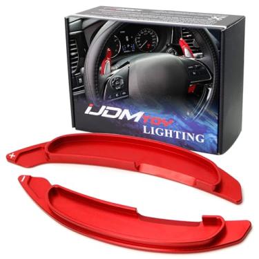 Imagem de iJDMTOY Extensões de remo grandes de alumínio CNC vermelho esportivo compatíveis com Mitsubishi 2008-2016 Lancer Evolution Evo X 10 Outlander, etc