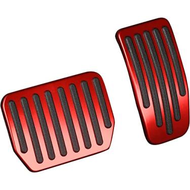 Imagem de QIRUIMY Conjunto de pedais para Tesla Model 3 Model Y, acessórios de alumínio antiderrapantes para carro, capas de pedal de freio e acelerador para modelo 3/Y (vermelho)