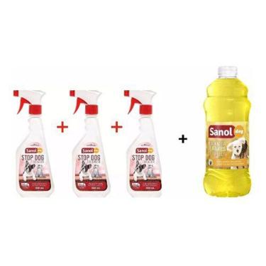 Imagem de Combo 3un Educador Sanitario Canino Stop Dog Sanol + 1 Desinfetante Eliminador de Odores canil, quintal, etc Citronela 2
