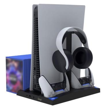 Imagem de Base Suporte Multifuncional de Carregamento Cooler Dock Carregador Fone Compatível com Playstation Ps5