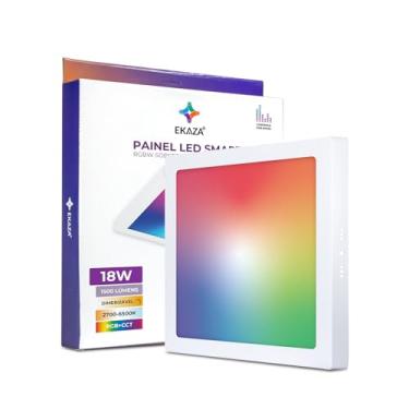 Imagem de EKAZA Painel de LED Inteligente Wi-Fi e Bluetooth de Sobrepor Quadrado RGB + Dimmer, 18W, 1500L, 2700k-6500k, Compatível com Google Assistente e Amazon Alexa - EKHM-T2018SQ