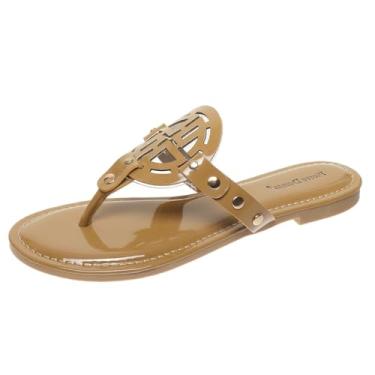 Imagem de Pierre Dumas Sandália feminina Limit-20 Thong Flip Flop, Mocha Storm, 6.5