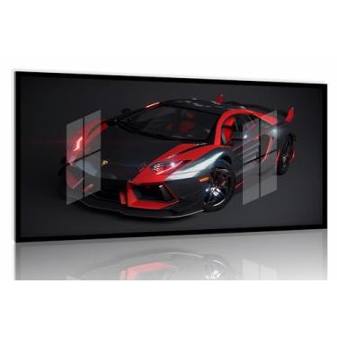 Imagem de Quadro Decorativo Carro Lamborghini Aventador Armagedon 130x60 Moldura preta 2x2 cm