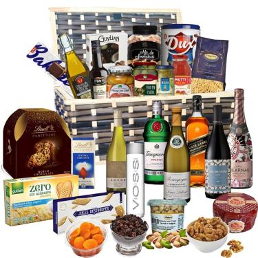 Imagem de Cesta de Natal Premium Versalles - Whisky, Vinho, Espumante, Gin, Panetone, Pêssego