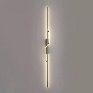 Imagem de Luminária de parede LED moderna de metal linear montada na parede, iluminação de arandela de parede interna, lâmpadas de parede de modo de 3 cores para sala de estar, quarto, varanda, corred