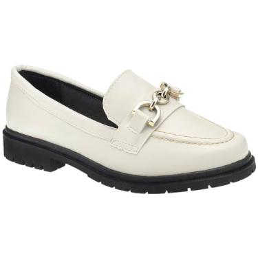Imagem de Mocassim Oxford Feminino Sapatilha Tratorado Loafer Conforto (Off White, BR, Adulto, Numérico, 37)