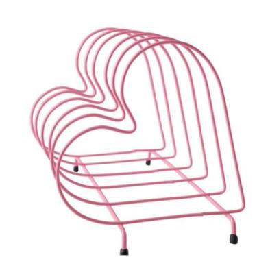 Imagem de Escorredor de Pratos e Tampas em formato de Coração Ferro (Rosa)