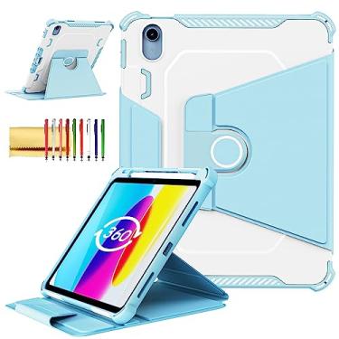 Imagem de Capa giratória para iPad 11 polegadas A16 2025 / iPad 10ª geração 11 polegadas 2022 capa inteligente com suporte para lápis, Techcircle [proteção de canto] híbrido TPU + PC capa de proteção magnética