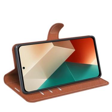 Imagem de Kezaizhe Capa flip para Xiaomi Redmi Note 13 Pro 5G carteira de couro PU capa protetora magnética para celular Xiaomi Poco X6 Neo Folio Book Cover com suporte (marrom)