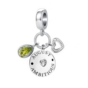 Imagem de MZC Jewelry Pulseira Pandora com pingente de coração de pedra do mês de nascimento em forma de gota para mulheres e mães, Cobre, Cobre