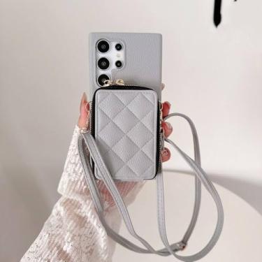 Imagem de Capa com zíper Crossbody para Samsung Galaxy S24 S22 Ultra Plus S23 FE A05S A05 A15 A25 A35 A55 A24 A34 A54 com suporte para cartão, azul, para Galaxy A25