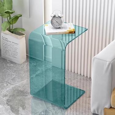 Imagem de Mesa lateral de acrílico em forma de C, mesa de centro de acrílico transparente para sala de estar, mesa de café transparente, mesa de lanche, mesa central moderna