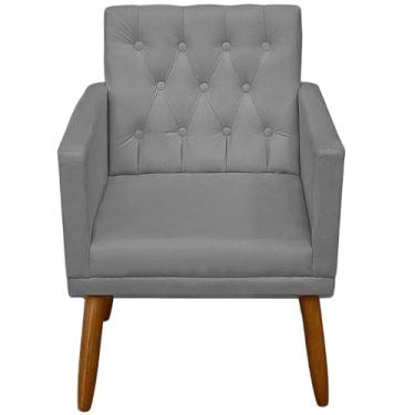 Imagem de Poltrona para Sala de estar Resistente Decorativa confortável tecido veludo confortável pés de madeira reforçado MOBLAN decor (CINZA)
