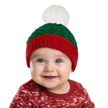 Imagem de American Trends Chapéu de Papai Noel de Natal para crianças, gorro de malha macio e quente para bebês, Vermelho e verde, 3-6 Anos