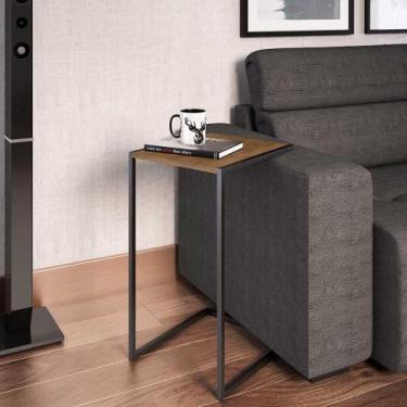Imagem de Mesa Lateral Para Sala Industrial Com Estrutura em Aço 35cm - Artesano
