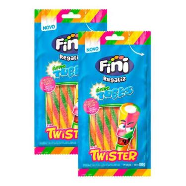 Imagem de Kit 2 Bala Fini Tubes Twister Cítrico 80g