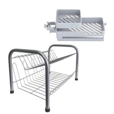 Imagem de Conjunto De Suporte De Pia Multiuso + Escorredor 13 Pratos Cozinha - E