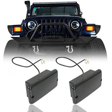 Imagem de Hooke Road Sinal de LED frontal com DRL branco compatível com Jeep Wrangler TJ 97-06