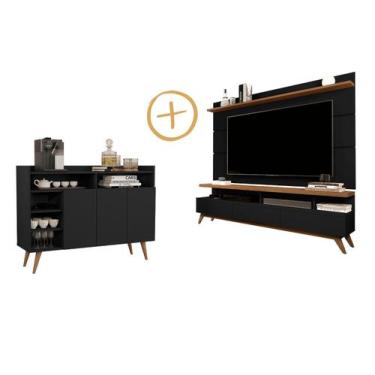 Imagem de Sala Completa Rack e Painel TV 70" Vivare Wood 1.8 e Buffet Aparador C