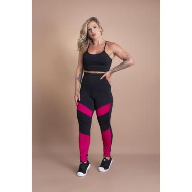 Imagem de Conjunto Fitness Feminino Calça Legging Cintura Alta E Top Alcinha Cro